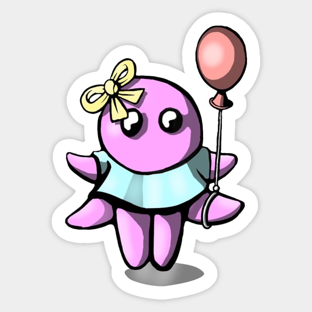 Happy Octopus with Balloon Sticker by Octomanart